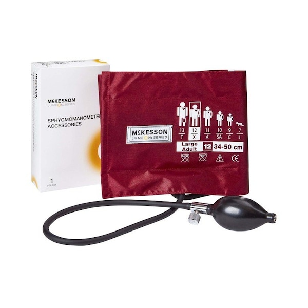 Mckesson Blood Pressure Cuff and Bulb, Nylon, Large Cuff, Burgundy, 34-50cm, Arm, Adult 01-865-12XBDGM - main